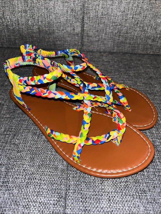 Shoes - Colorful Braided Strap Sandals - Multicolor